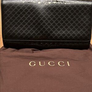 Gucci Black Patent Embossed GG Clutch